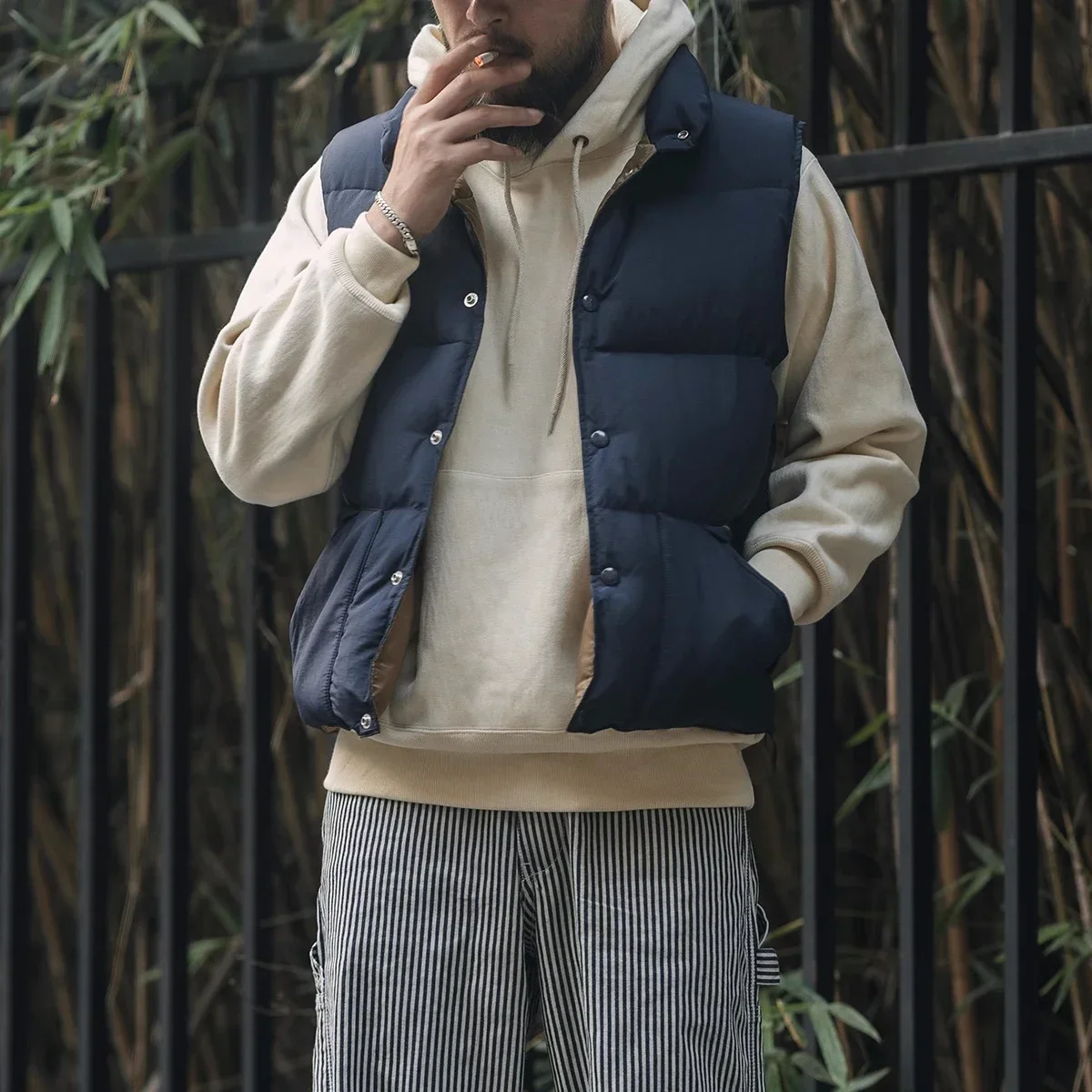 Rugged Bronson Trail Down Vest Retro-Inspired Men's Water-Resistant Puffer Waistcoat