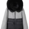 Plus Size Tops Real Fox Fur Collar Down Jacket Coffee Wool Fabric Women's Winter Coat Zipper Fashion